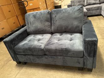 Blue velvet couch
