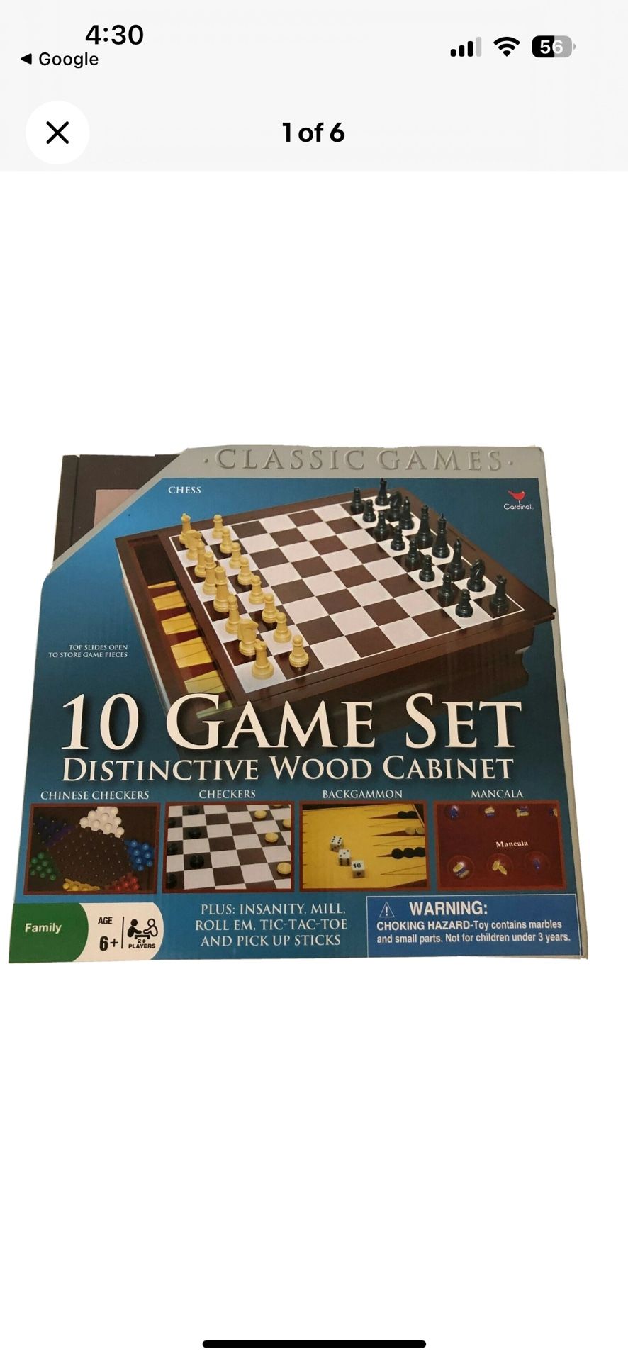 Cardinal 10 Game Set with Distinctive Wood Cabinet