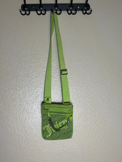 Juicy Couture Lime Green Velvet Crossbody Purse with Chain Charm
