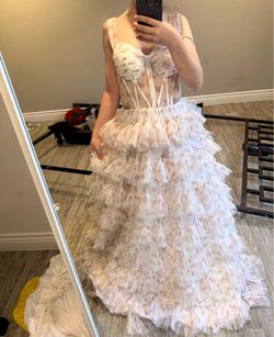 Long pink floral gown dress