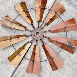 Rustic large 36” brown metal windmill wall art decor patio garden indoor outdoor decor