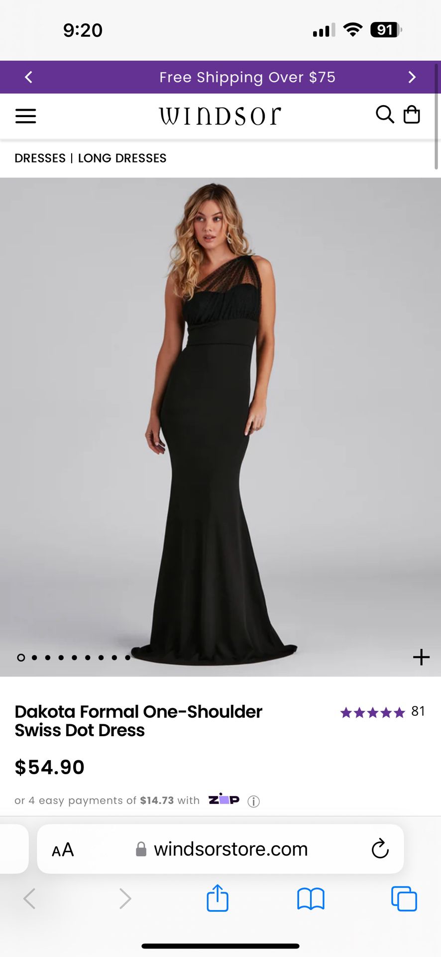Black Windsor Bridesmaid/Prom Formal Dress - Size S