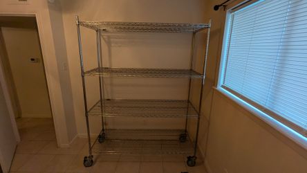Uline Heavy-Duty Mobile Chrome Wire Shelving Unit