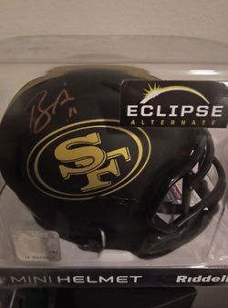 Brandon Aiyuk Red Ink Eclipse Alternative Autographed Mini Helmet JSA Authenticated