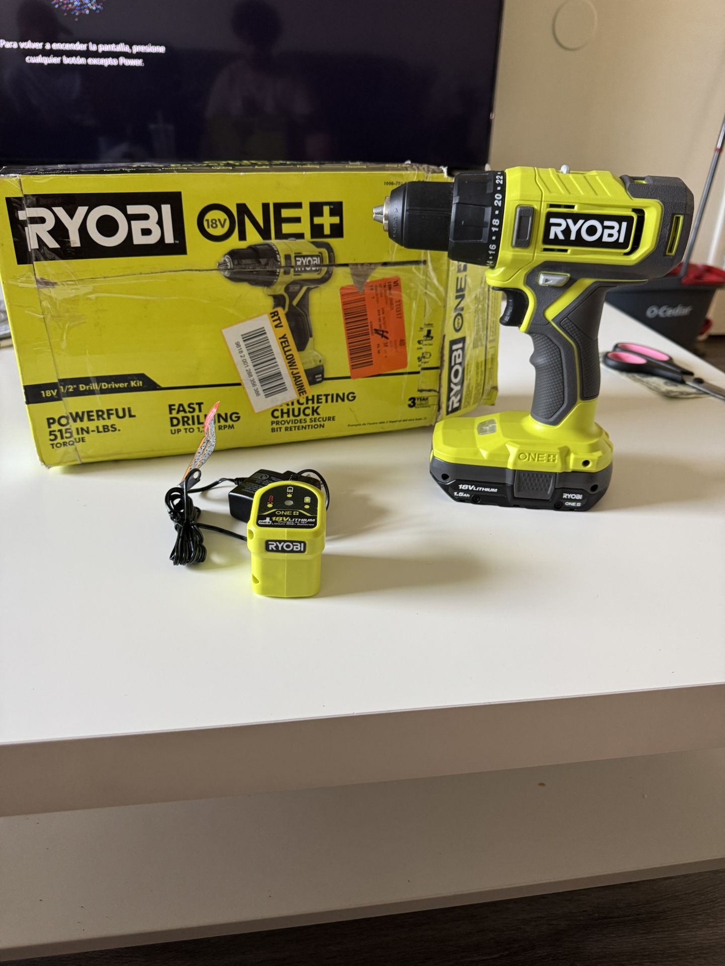 Ryobi 18V ONE+ 1/2” Drill/Driver Kit - New with Battery and Charger