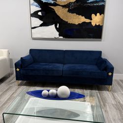 Blue Velvet Sofa