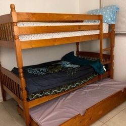 NEW BUNK BED TWIN OVER TWIN WITH TRUNDLE BED AND MATTRESS INCLUDED