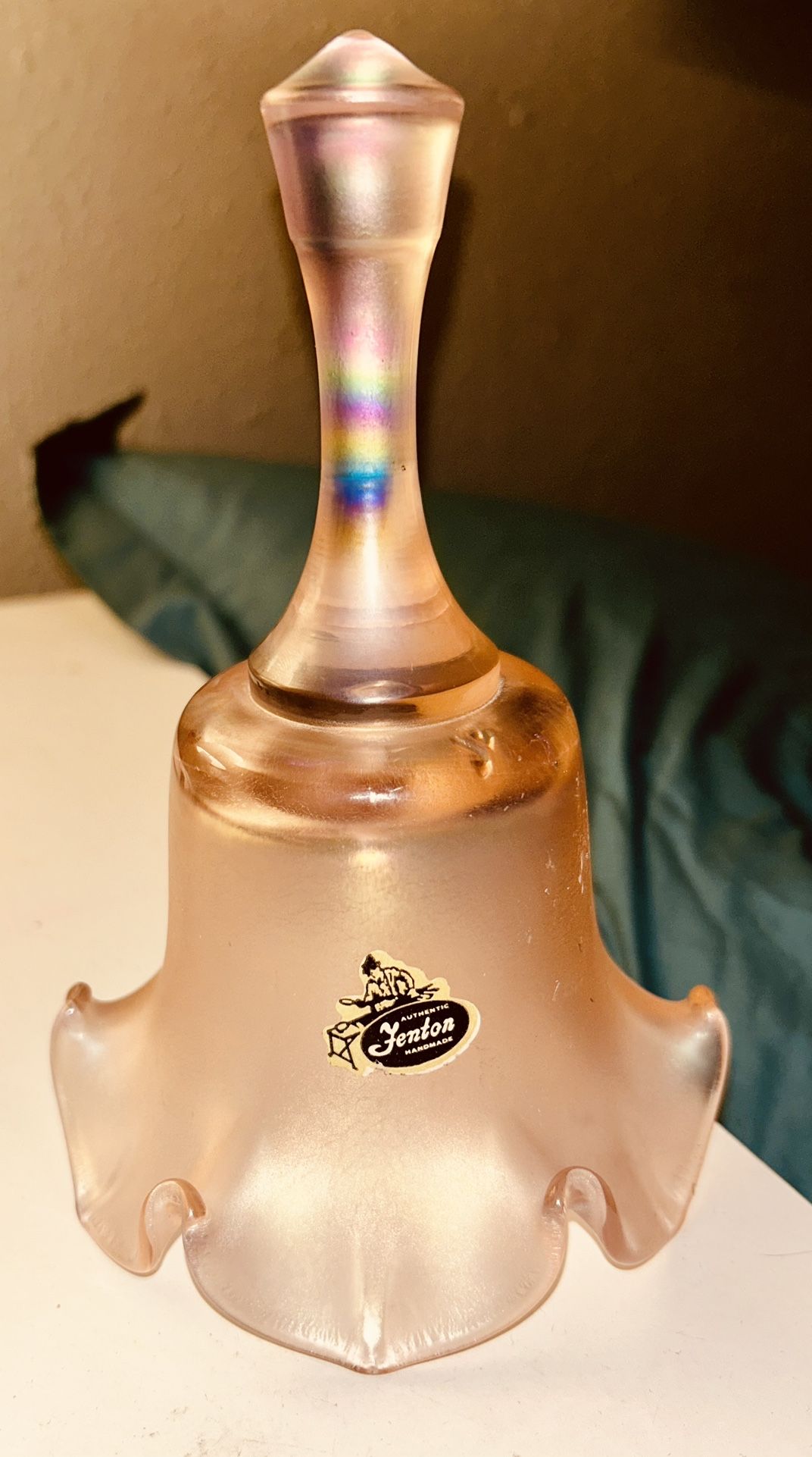 Authentic Fenton Pink Satin 75th Anniversary Bell