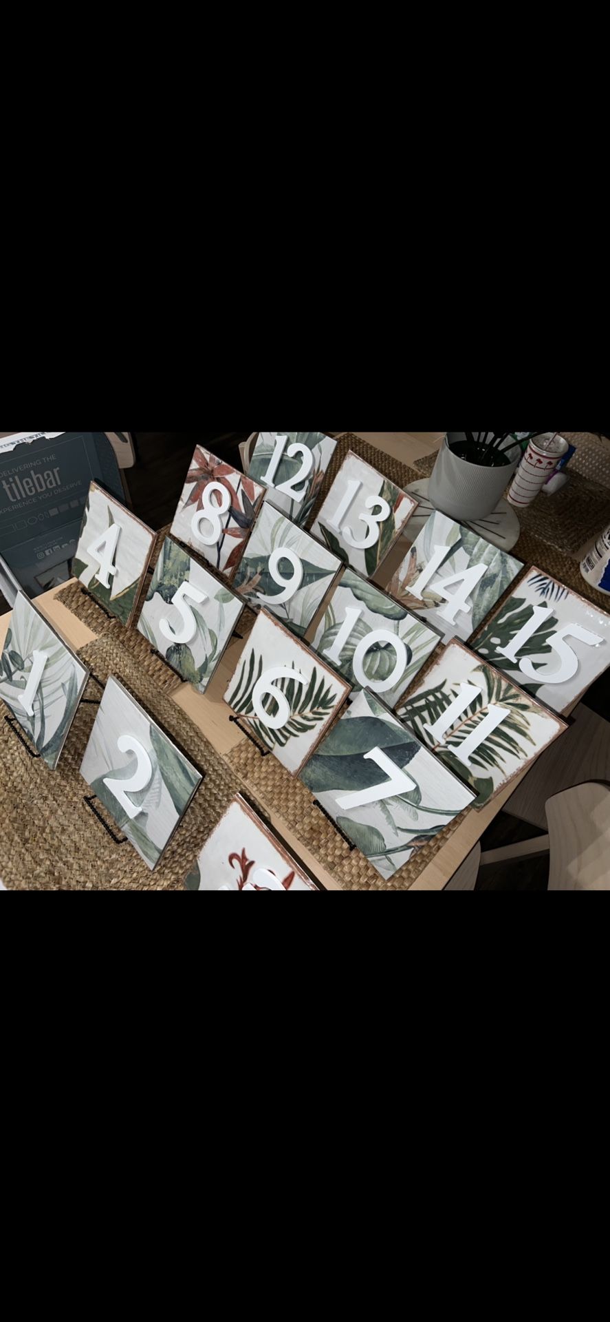 Wedding table numbers & Card box