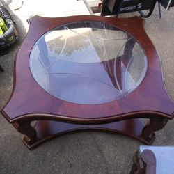 Elegant Etched Glass Coffee Table