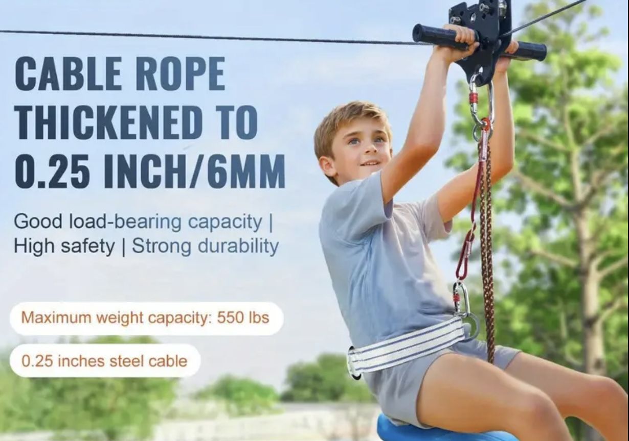 80ft Zip Line Kit 500lb Max