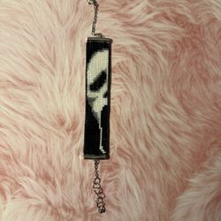 Hand Beaded Ghost Face Bracelet 
