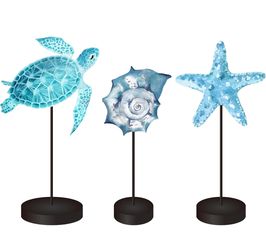 3 Pcs Wooden TableCoastal Sea Decor