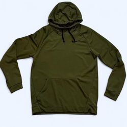 Nike Men’s Medium Olive Green and Black Dri Fit Pullover Hoodie with Pockets