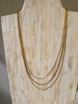 3 strand gold tone necklace