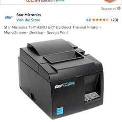 Star Micronics TSP143IIIU GRY US Direct Thermal Printer - Monochrome - Desktop - Receipt Print $150