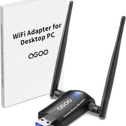 Wireless AC1300Mbps USB 3.0 Network Dongle with 5dBi High Gain Dual Antennas, 2.4GHz/5GHz 