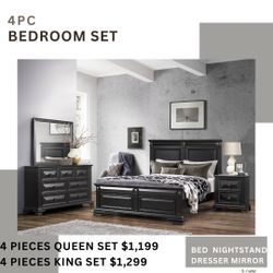4 Pieces Bedroom Queen/King Set 