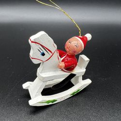 Vintage Elf On Wooden Rocking Chair Ornament 