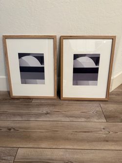 Set of 2 Matted to 11" x 14" Thin Gallery Frame Natural  Threshold™: