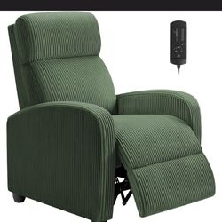 Green Corduroy Manual Recliner Chair With Massager
