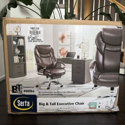 Serta Big & Tall Executive Office Chair, Heady Duty Weight Rating Brown Bonded Leather 
