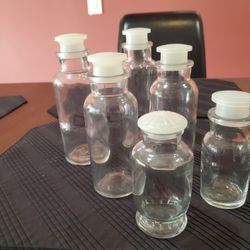 Set Of 5 Vintage Wheaton Medical Vials &1 Myste