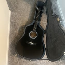 Black Fender Acoustic Guitar with Hard Cover Case
