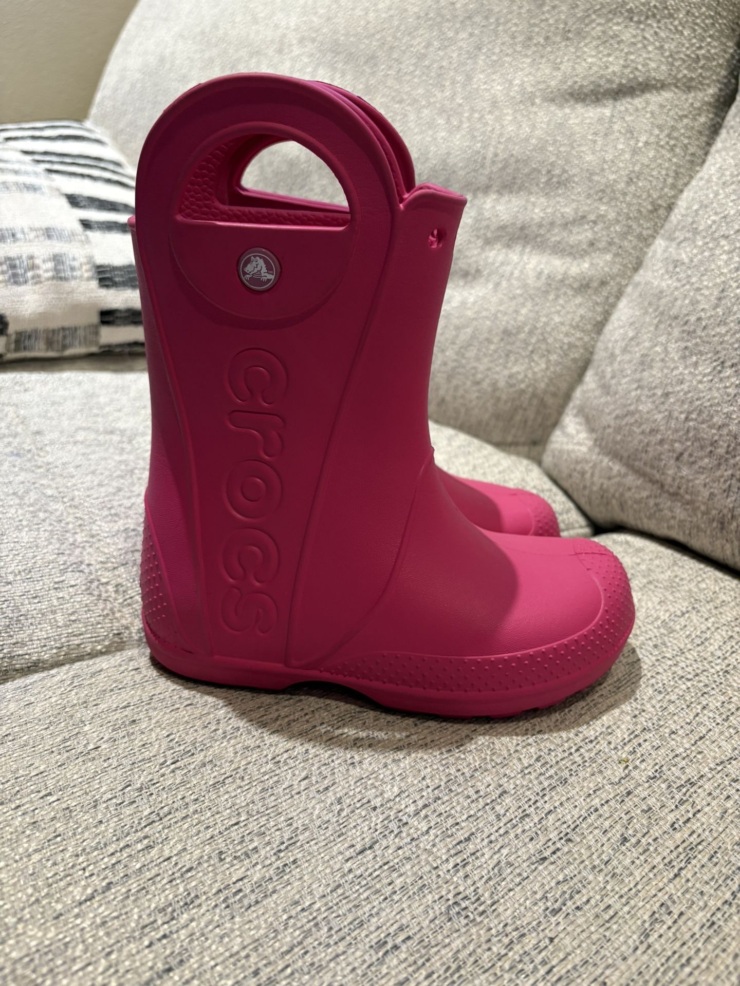 Girls Hot Pink Croc Boots Size 13c