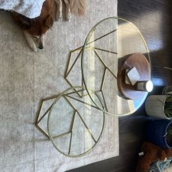 Coffe Table Set - Glass And Gold 
