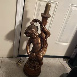 Vintage Cherub Lamp Bronze statue
