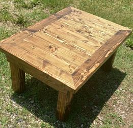 Dark walnut stained pine coffee table