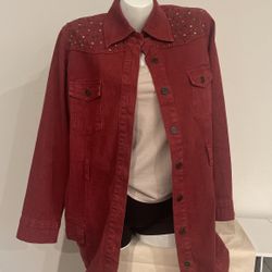Diane Gilman - Long Denim Studded Jacket Size L