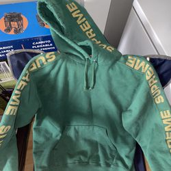 SS20 M Supreme Green Metallic Rib Hooded Sweatshirt 