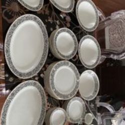 Rare Baroque Black & White Dinnerware 51 pieces