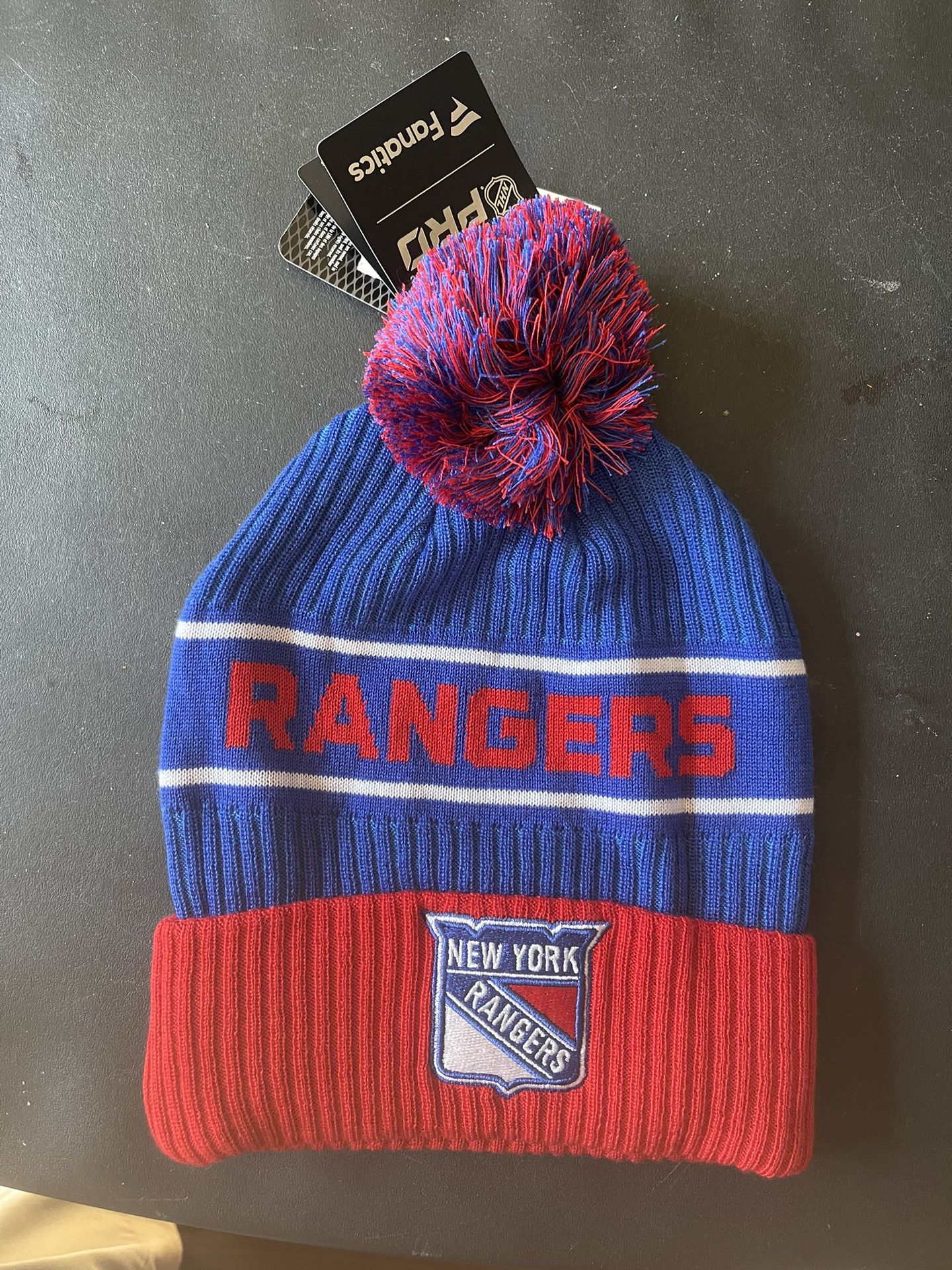New NY Rangers Pom Pom Knit Fan Hat
