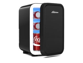 Mini Fridge,6 Liter / 8 Can Small Fridge for Bedroom, Car, Office Cooler & Warmer for Food, Drinks, Skincare,Energy Saving, Low Noise,110V Ac/12V Dc,C