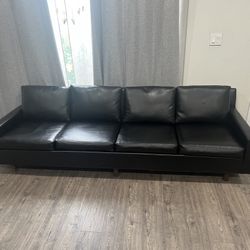 Mid Century Modern Milo Baughman For Thayer Coggin Black Naugahyde Leather Sofa / Couch