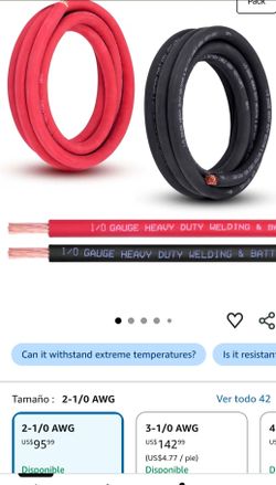 1/0 Battery Cable, 15FT Red + 15FT Black 1/0 Welding Cable, Stranded Oxygen-Free Pure Copper Wire fo
