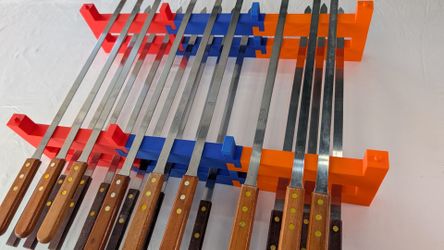 12 Pcs Skewers Holder Plastic Shish Kabob Long Rack BBQ.  Armenian flag colors