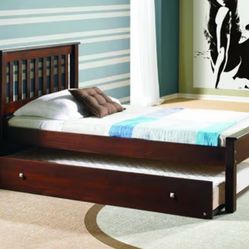 Bed with trundle and mattresses