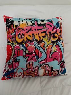 Graffiti Print Throw Pillow Cover 18x18