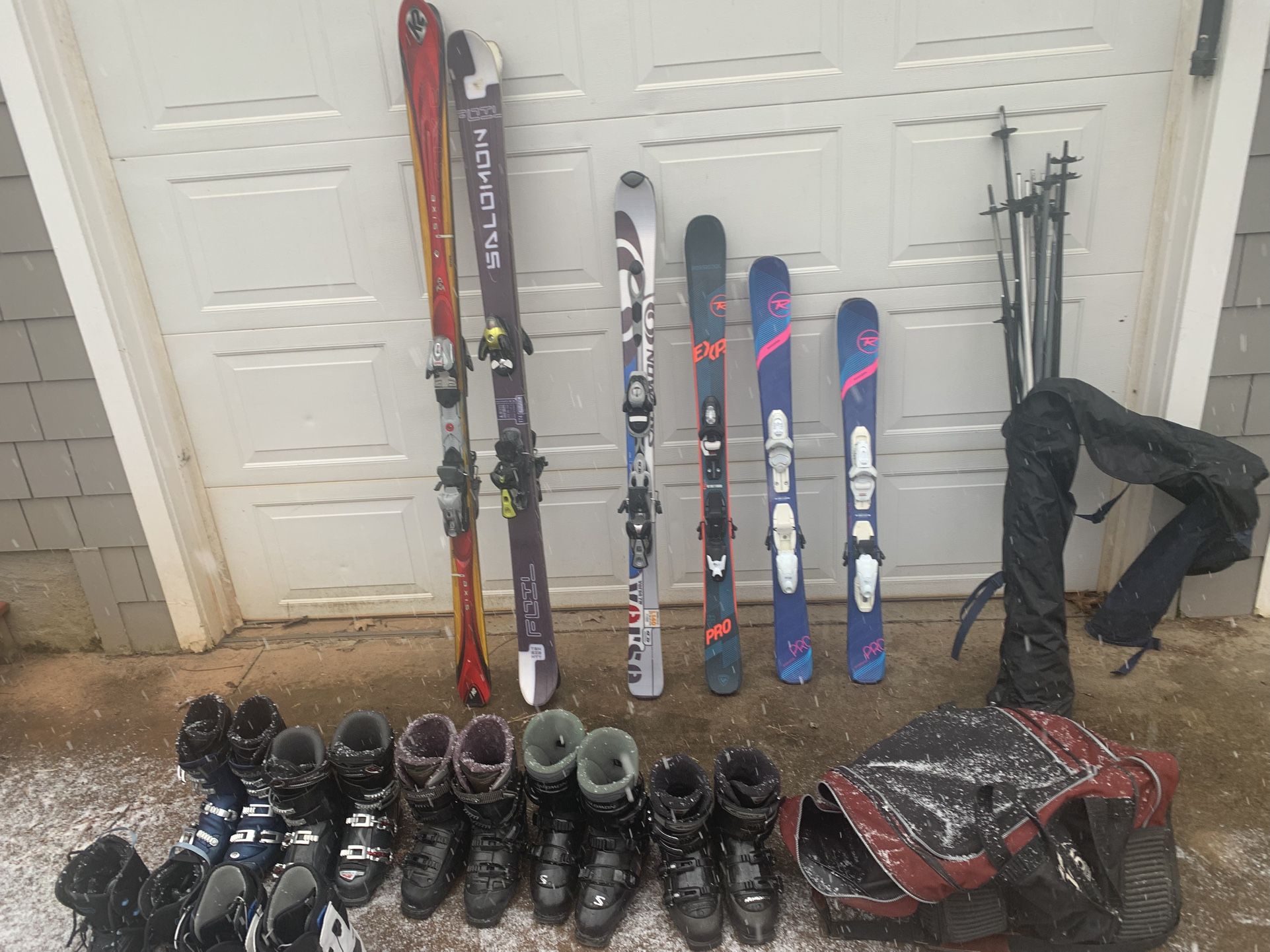 Skis, Boots Bindings, Poles, Bags