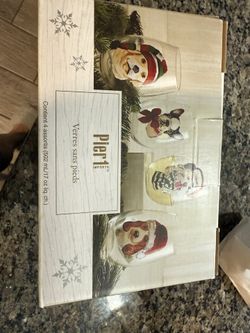 Pier 1 Christmas Glass Cups 