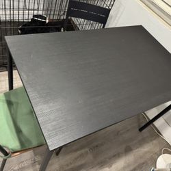 Dining Table And Chairs - Black & Wood - Table For Four, Two Chairs