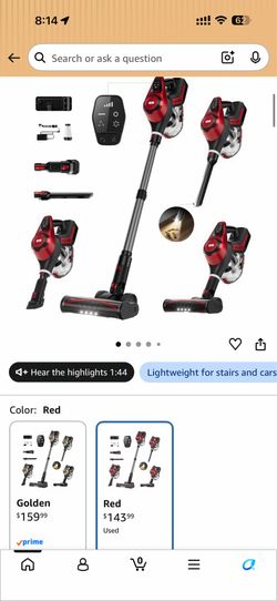 Cordless Vacuum Cleaner, 30Kpa Home Stick Vacuum, Smart Display Rechargeable Lightweight Handheld
