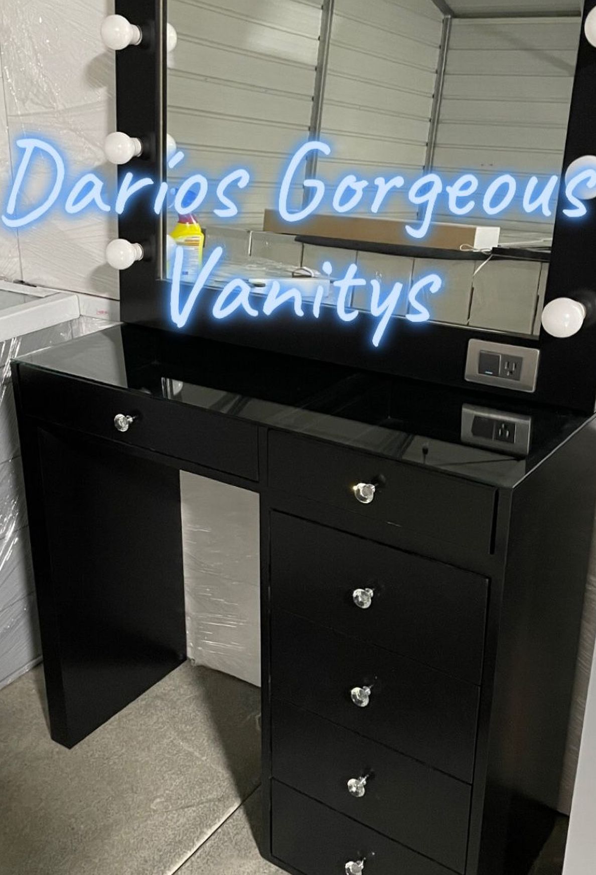 New 6 Drawers Makeup Vanity Dresser and Hollywood Mirror