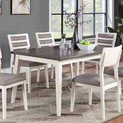 Brand New White Gray 7pc Dining Table Set