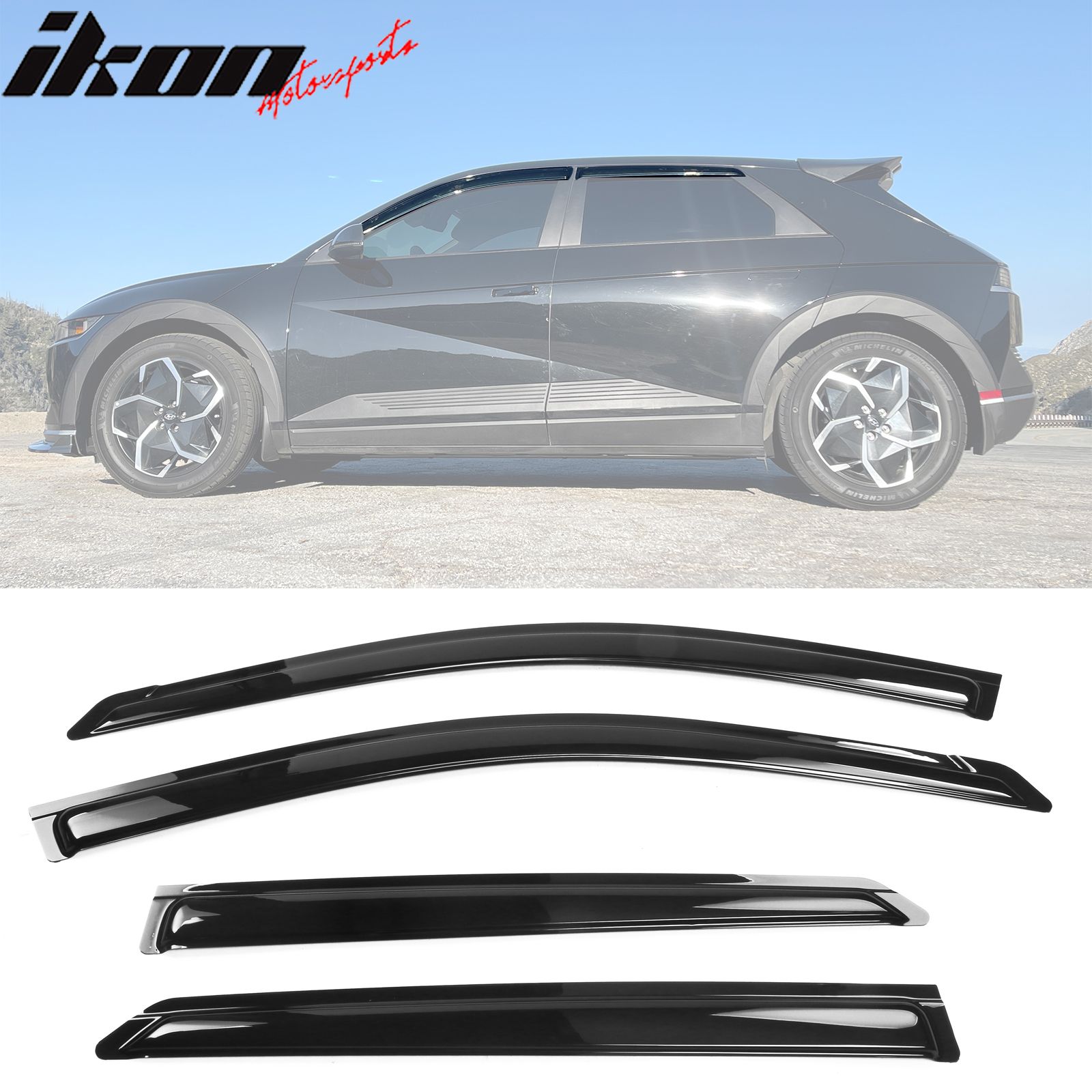 Fits 2022-2025 Hyundai Ioniq 5 N Acrylic Slim Window Visors Sun Rain Guards 4PCS Set