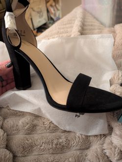 black suede thick heel